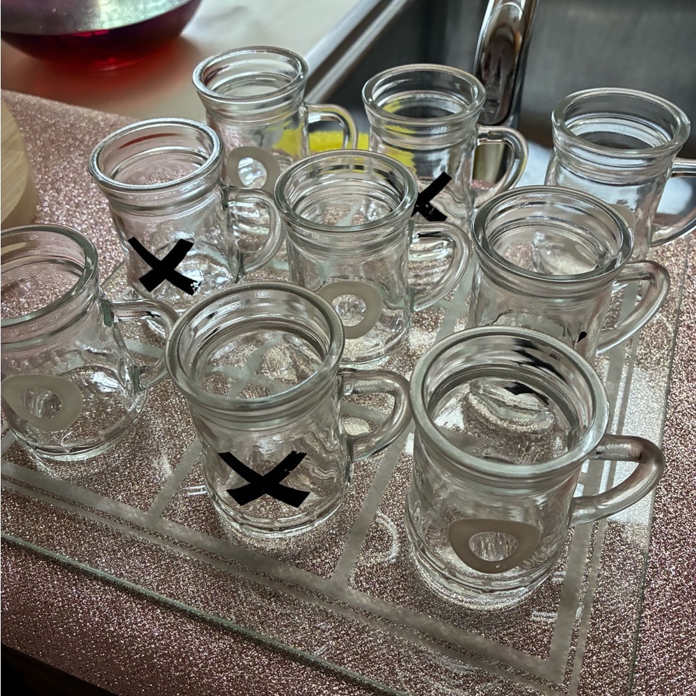 Glass Shot Glass Set with Black and White Accents